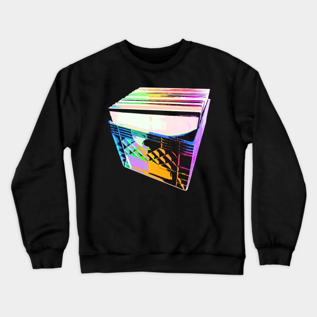 Crate of Vinyl LP Records (pop art colors) Crewneck Sweatshirt by robotface